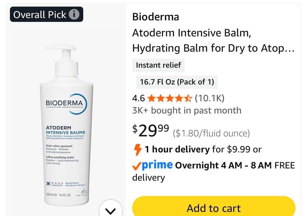 Bioderma Atoderm Intensive Balm, Ultra-Soothing Hydrating Balm